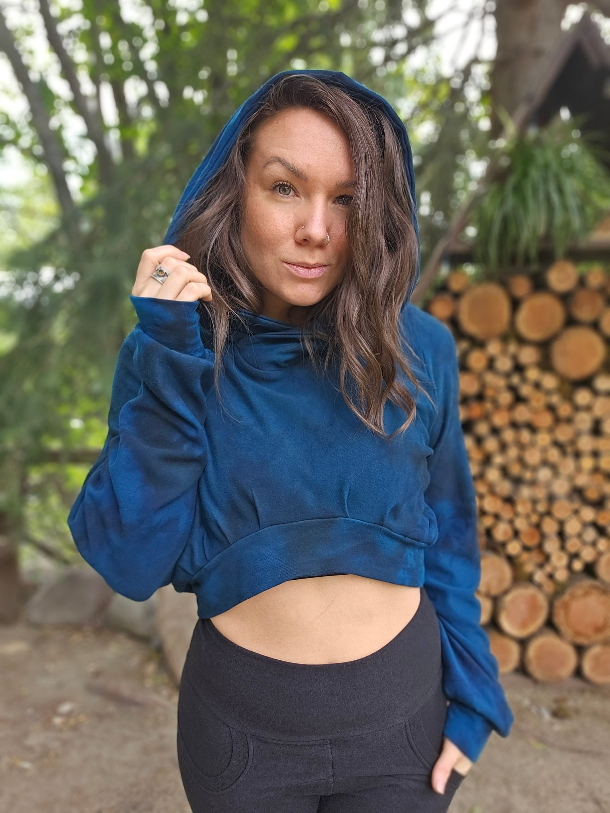 Blue clearance crop hoodie