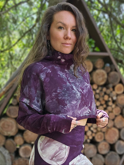 Alocasia Cropped Sweater - Dark Amethyst