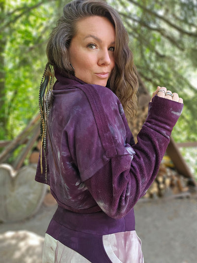 Alocasia Cropped Sweater - Dark Amethyst